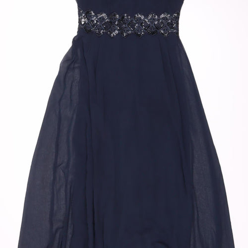 AX Paris Women's Blue Embroidered Party Dress Size 12