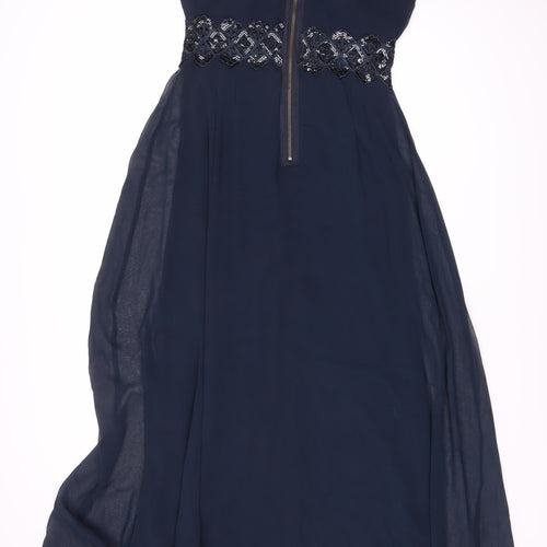 AX Paris Women's Blue Embroidered Party Dress Size 12