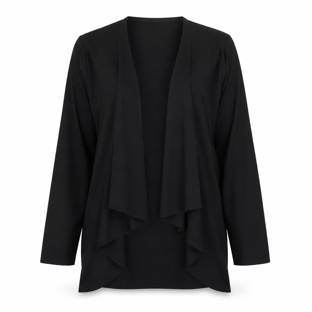 Front view of KimiKa Women's Black Open Front Cardigan Medium