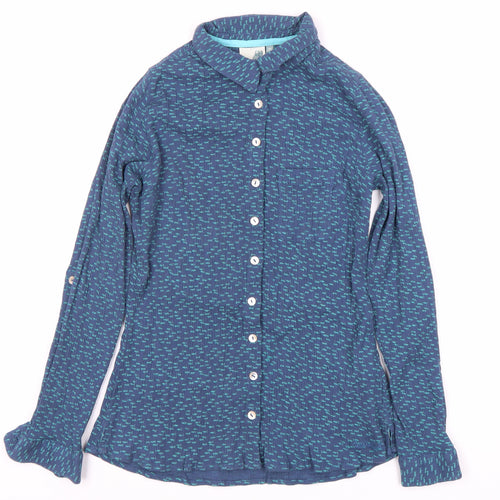 Weird Fish Women's Blue Button-Up Shirt, Size 12
