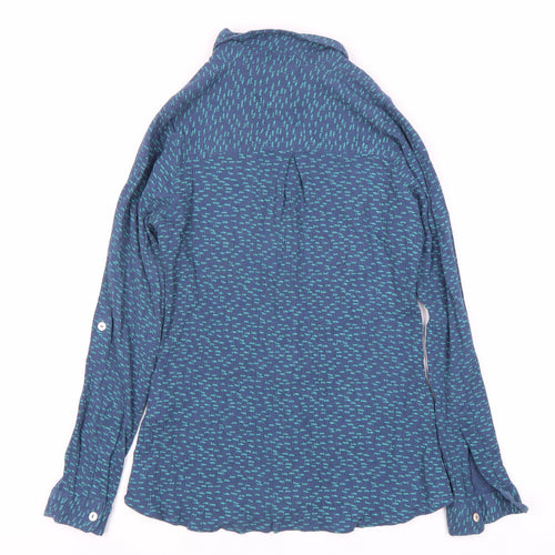 Weird Fish Women's Blue Button-Up Shirt, Size 12