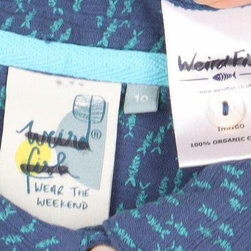 Weird Fish Women's Blue Button-Up Shirt, Size 12