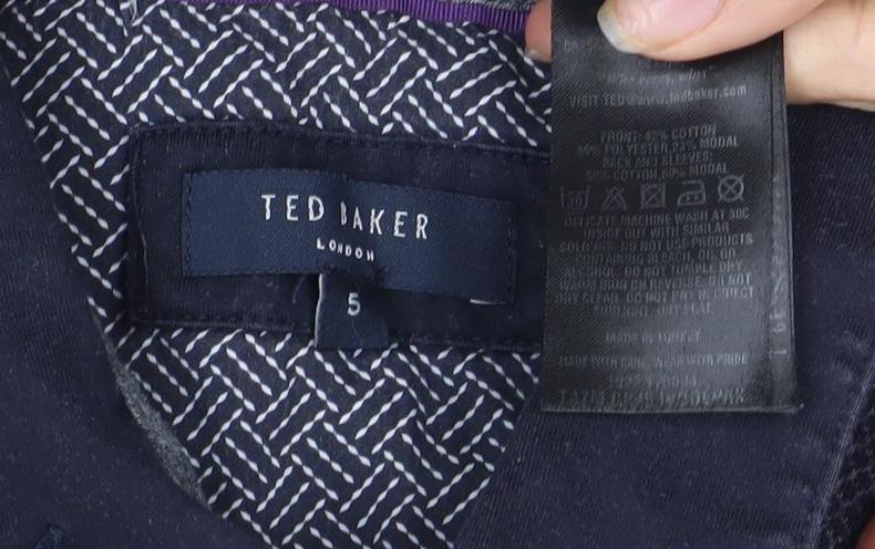 Ted Baker Men's Black Geometric Long Sleeve Polo S