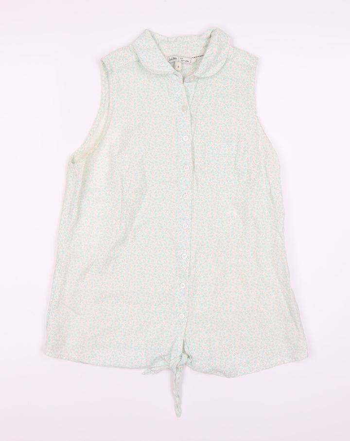 Fat Face Women's Ivory Floral Button-Up Top Size 8