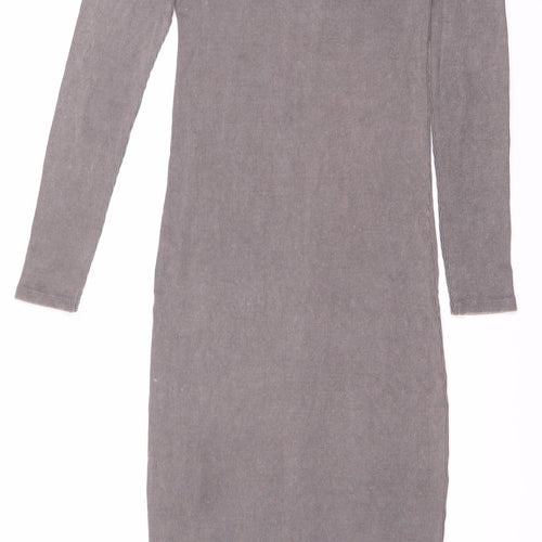 Zara Women's Grey Long Sleeve Dress Size 8