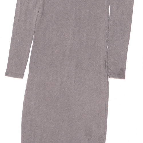 Zara Women's Grey Long Sleeve Dress Size 8