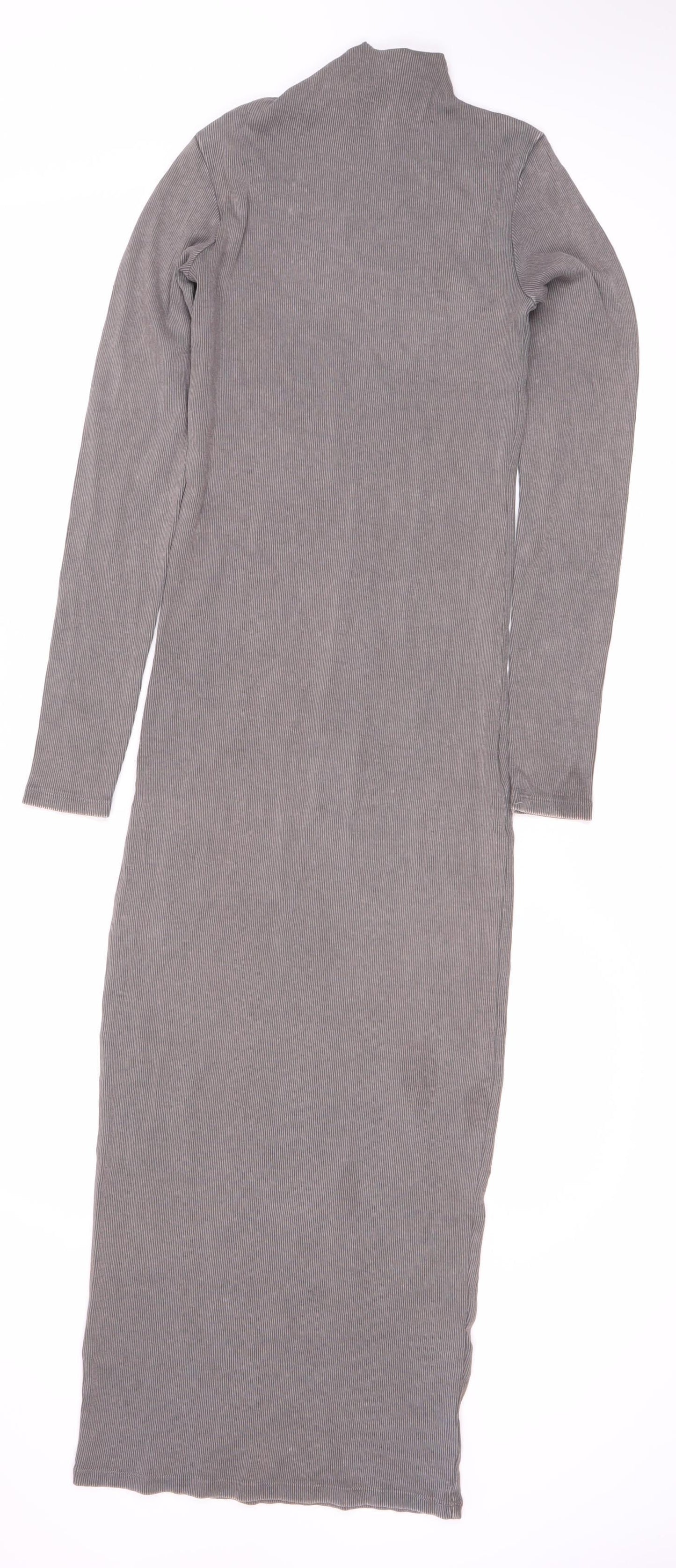 Zara Women's Grey Long Sleeve Dress Size 8