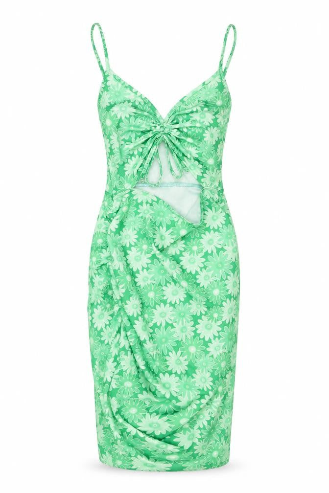 Pink Vanilla Women's Green Floral Dress Size 8