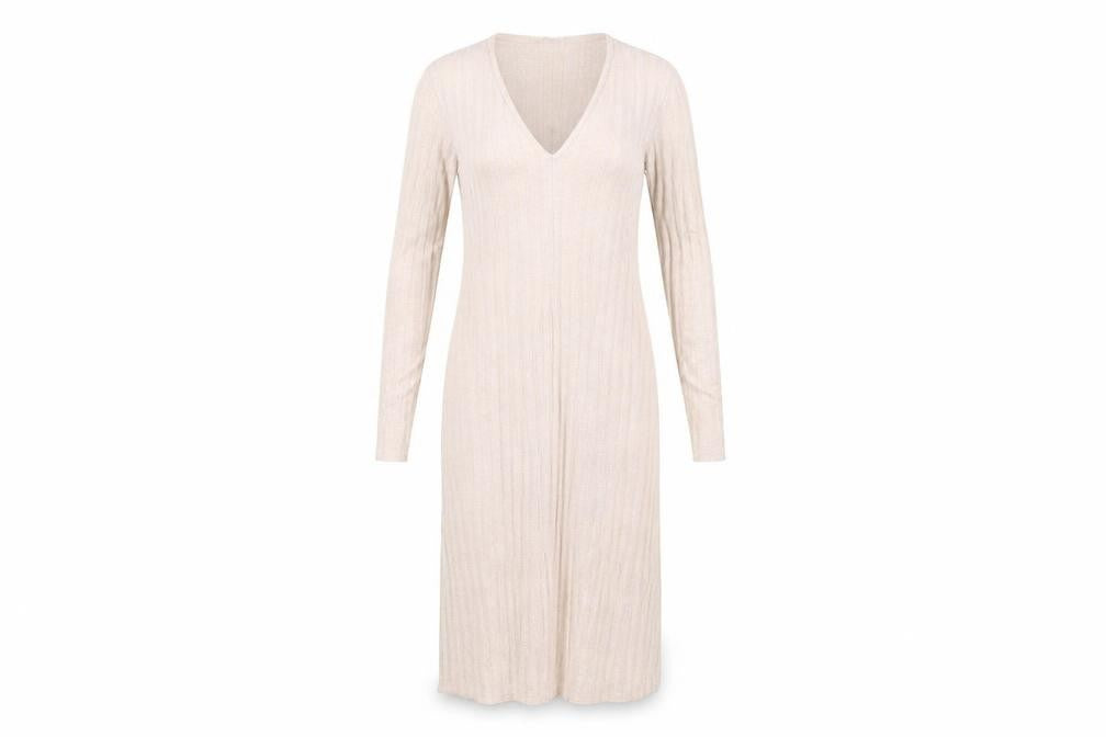 ZARA Women Beige Knit Dress, Long Sleeve, Size S