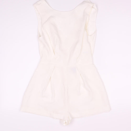 Topshop Women’s White Sleeveless V-Neck Playsuit Size 8