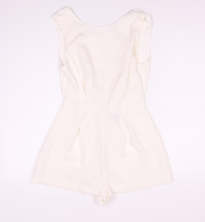 Topshop Women’s White Sleeveless V-Neck Playsuit Size 8