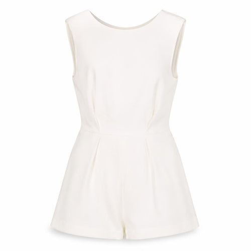 Topshop Women’s White Sleeveless V-Neck Playsuit Size 8