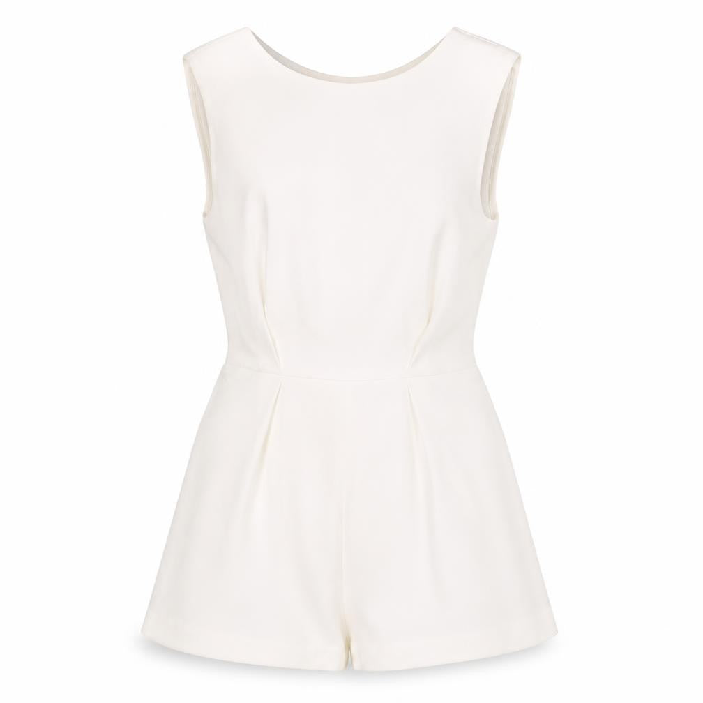 Topshop Women’s White Sleeveless V-Neck Playsuit Size 8