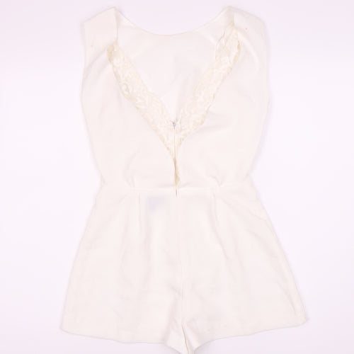 Topshop Women’s White Sleeveless V-Neck Playsuit Size 8