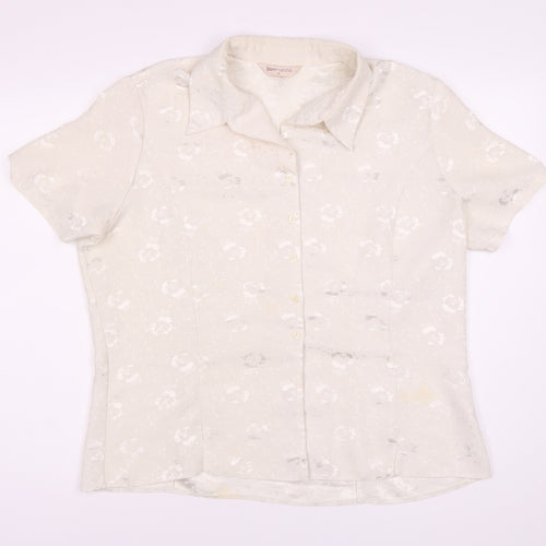 Bonmarche Women's White Floral Button-Up Shirt Size 20