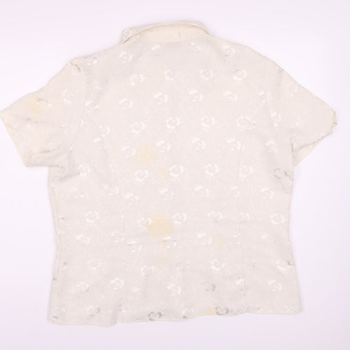 Bonmarche Women's White Floral Button-Up Shirt Size 20
