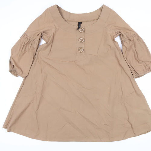 Topshop Women's Brown Balloon Sleeve Dress