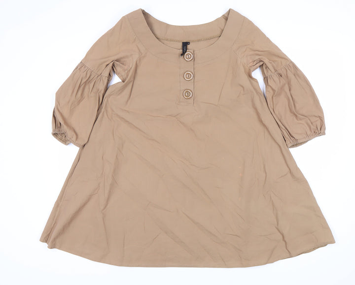 Topshop Women's Brown Balloon Sleeve Dress