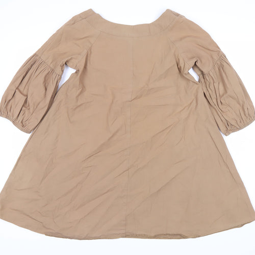 Topshop Women's Brown Balloon Sleeve Dress