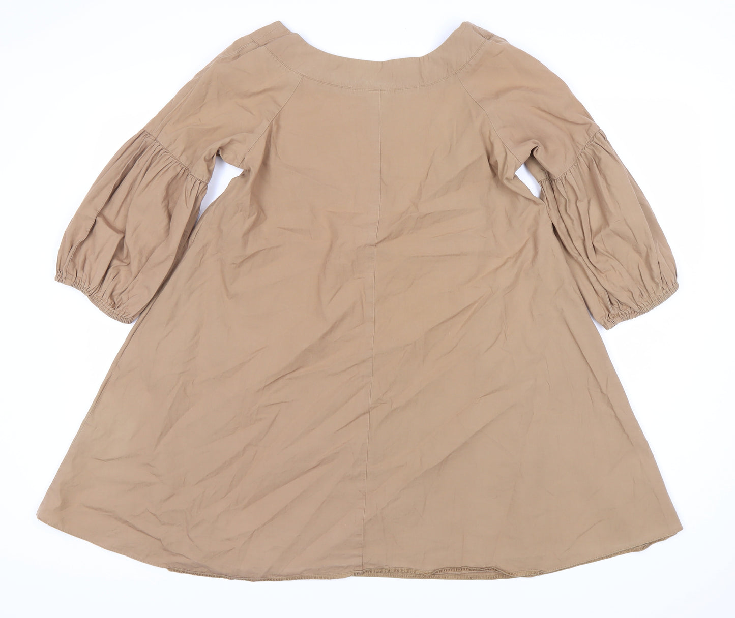 Topshop Women's Brown Balloon Sleeve Dress