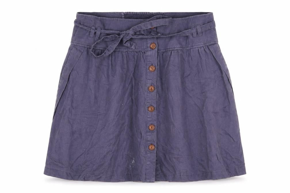 Front view of Marks & Spencer Women's Blue Linen Skirt, size 12