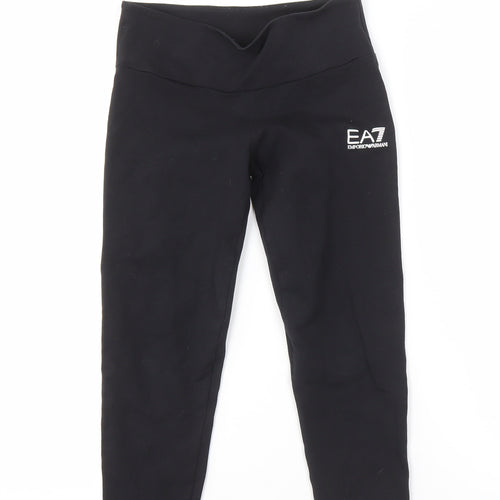 Emporio Armani Girls Black Leggings Size 10 Years Activewear
