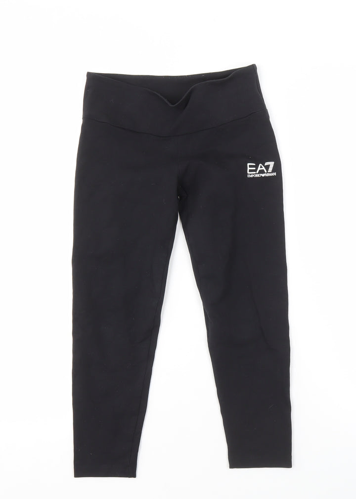 Emporio Armani Girls Black Leggings Size 10 Years Activewear