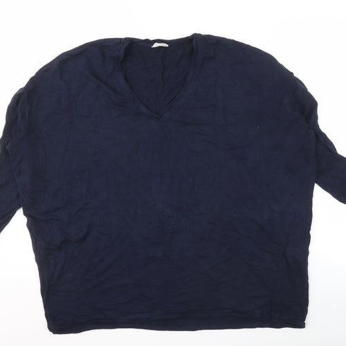 Hush Women's Blue V-Neck Top, Medium, Relaxed Fit