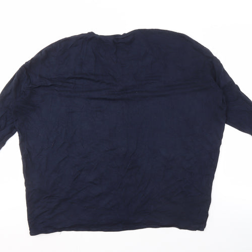 Hush Women's Blue V-Neck Top, Medium, Relaxed Fit