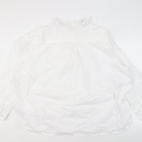 Joules Women's White High Neck Blouse, Size 24