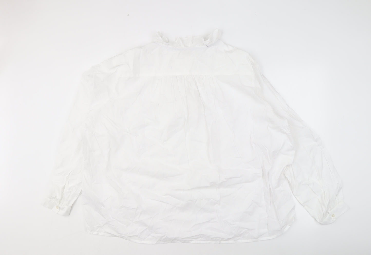 Joules Women's White High Neck Blouse, Size 24