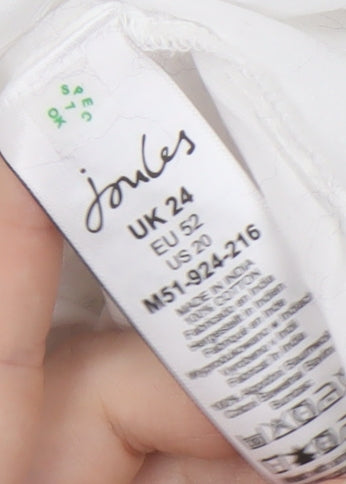 Joules Women's White High Neck Blouse, Size 24