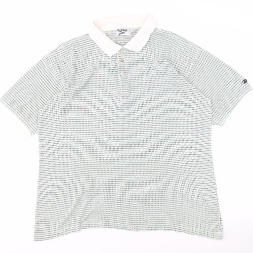 Reebok Men's White Polo Shirt L Short Sleeve Geometric