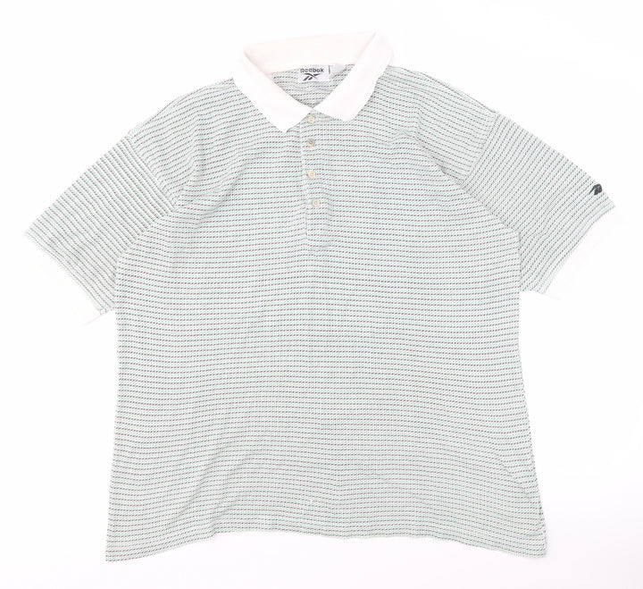 Reebok Men's White Polo Shirt L Short Sleeve Geometric