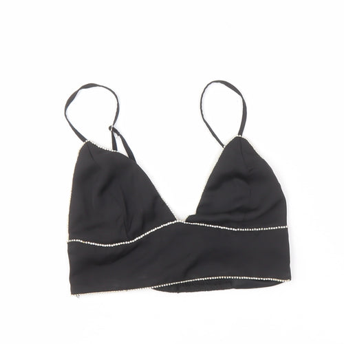 Pull & Bear Black Camisole Tank V-Neck Beaded 12