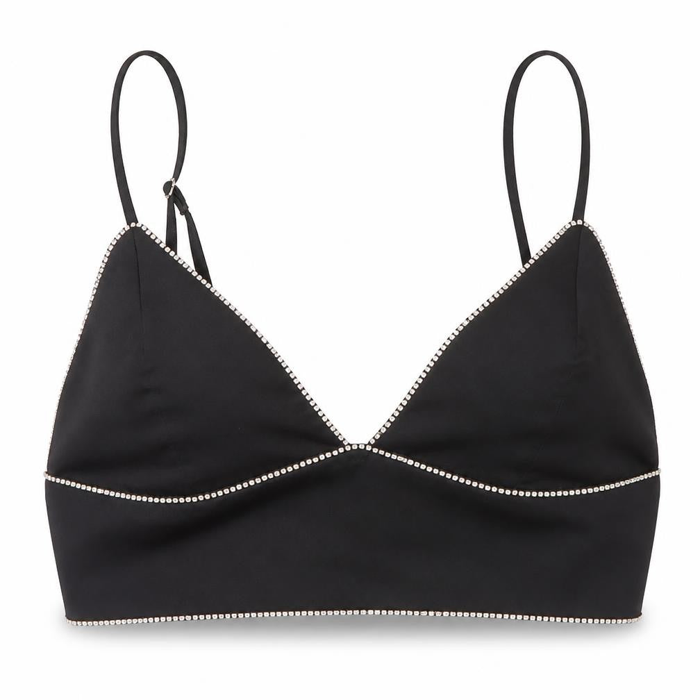 Pull&Bear Black Camisole Tank V-Neck Beaded 12
