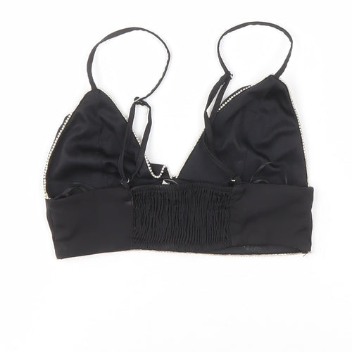 Pull & Bear Black Camisole Tank V-Neck Beaded 12