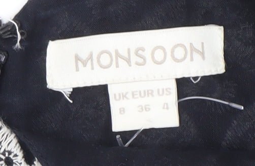 Monsoon Women's Black & White A-Line Geometric Dress