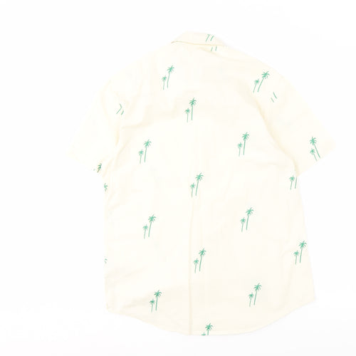 Topman Men's Beige Classic Fit Palm Tree Print Shirt, S