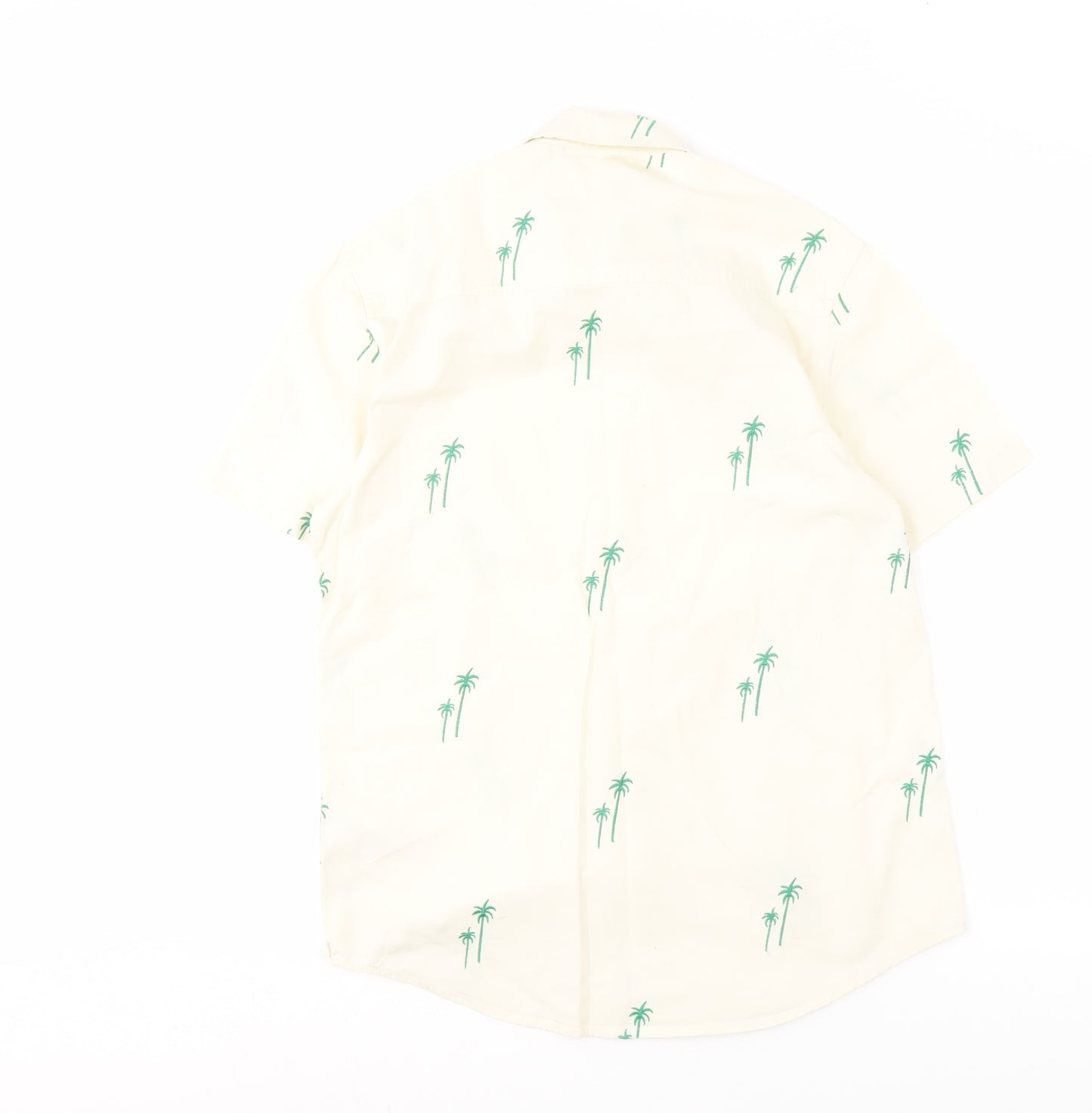 Topman Men's Beige Classic Fit Palm Tree Print Shirt, S