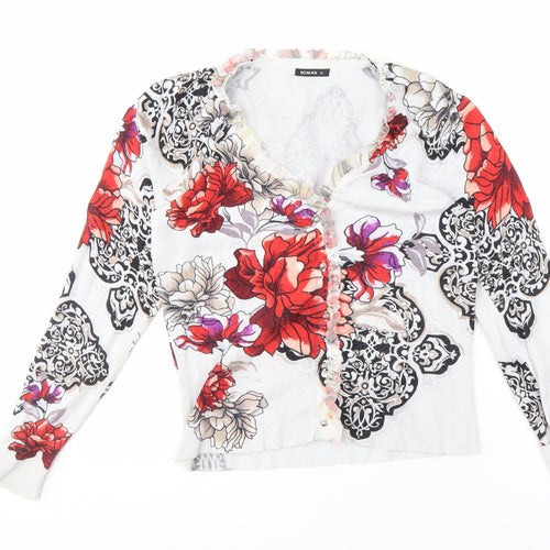 Roman Women's Multicoloured Floral Cardigan Size 10