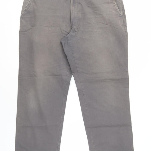 Marks and Spencer Men's Grey Chino Trousers, Size 38, Regular Fit