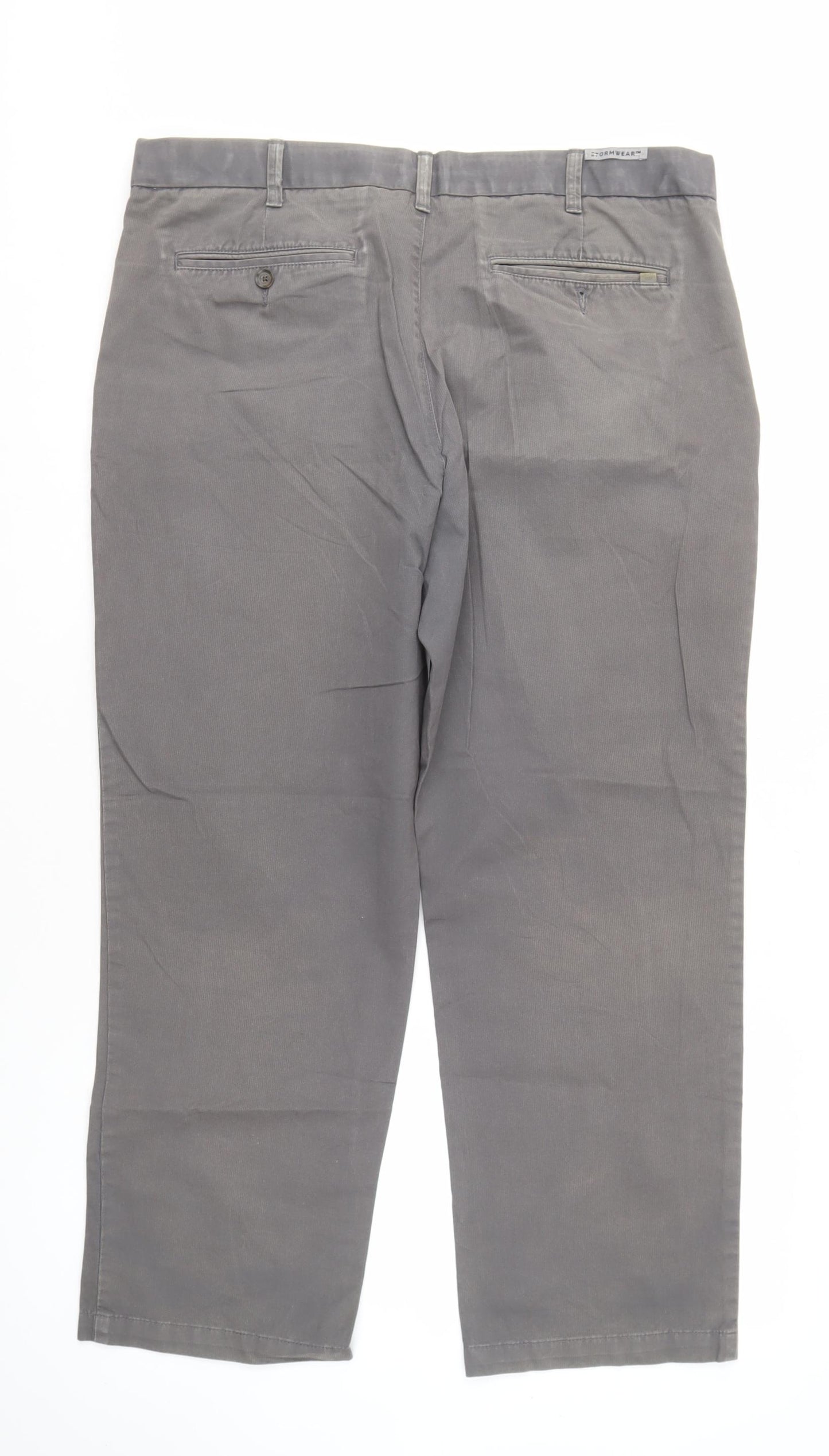 Marks and Spencer Men's Grey Chino Trousers, Size 38, Regular Fit