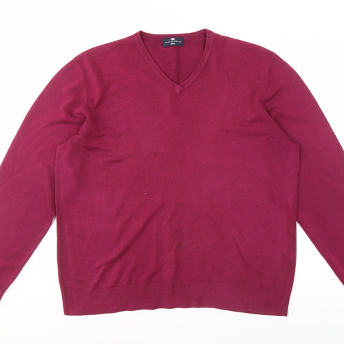 Marks and Spencer Men's Red V-Neck Pullover XL