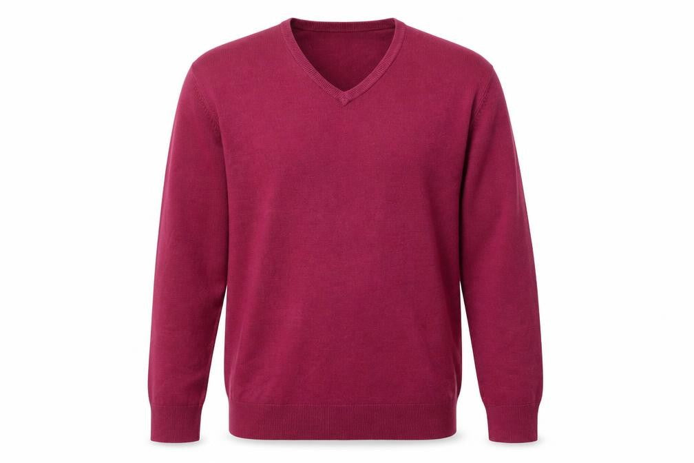 Front view of Marks & Spencer Men's Red V-Neck Pullover XL