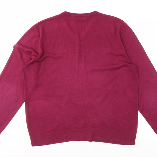 Marks and Spencer Men's Red V-Neck Pullover XL