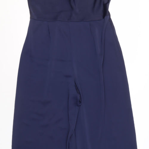 Warehouse Women's Blue Jumpsuit Size 16 Wide-Leg Sleeveless