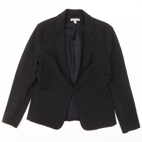 H&M Women's Black Blazer UK 16 Single-Breasted