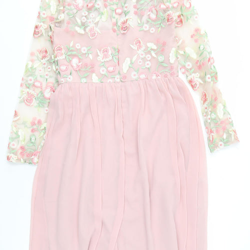 Chi Chi London Women's Pink Floral Embroidered Dress