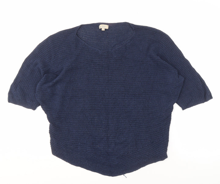 amarti Women's Blue Open-Knit V-Neck Jumper, M Size